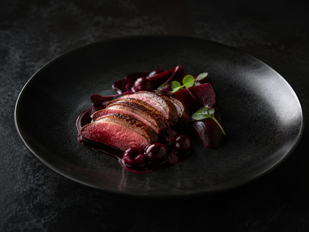 Duck, sour cherry, beetroot