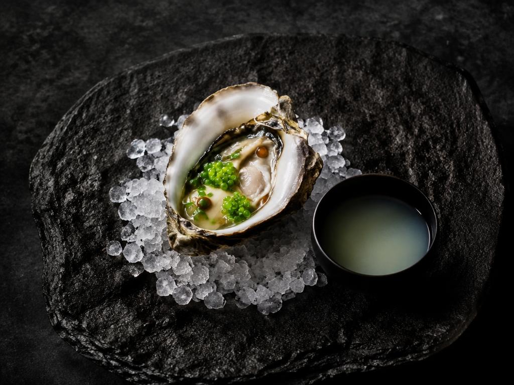 Oyster, cucumber, smoked whey
