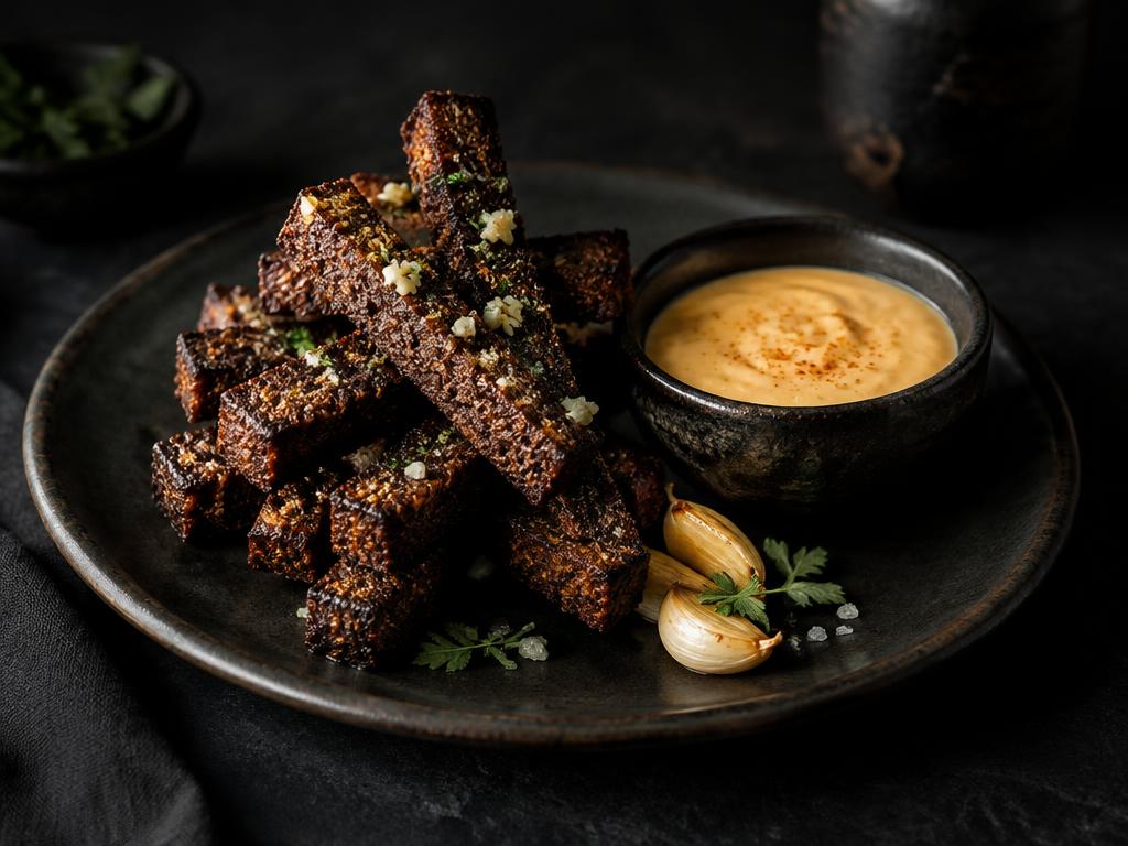 Fried rye, garlic, smoked cheese