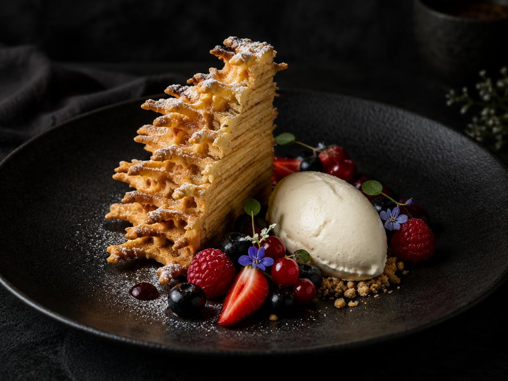 Šakotis, buttermilk ice cream