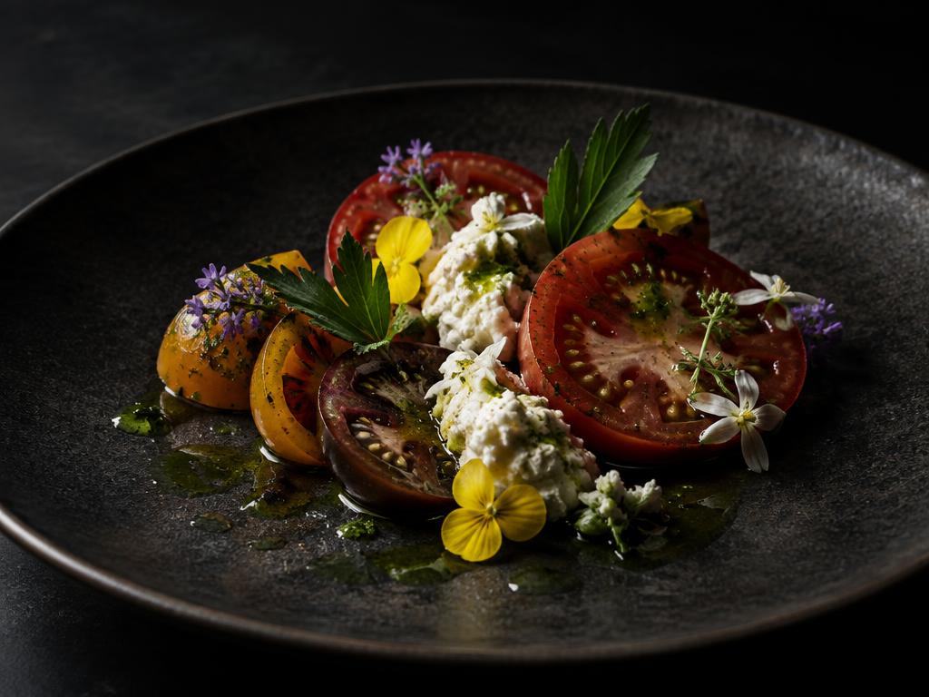 Heirloom tomatoes, smoked curd